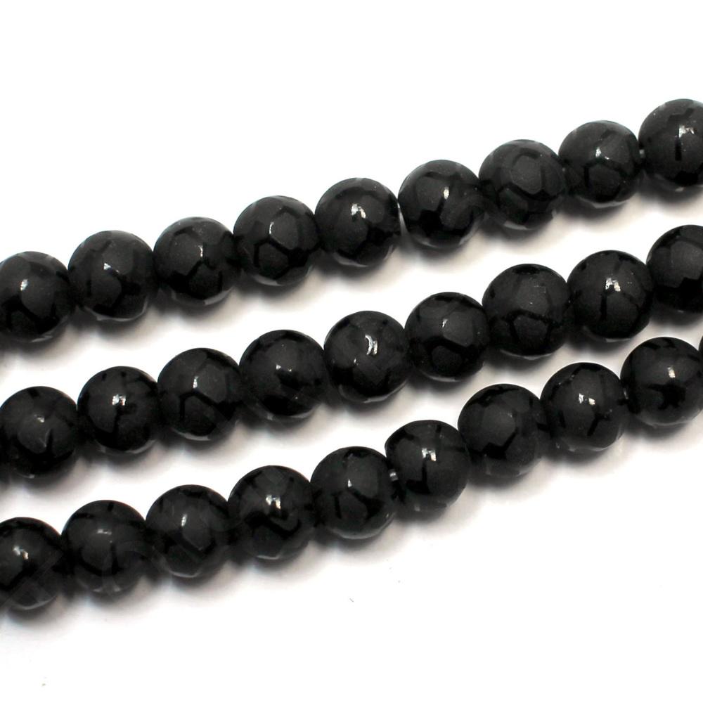 Synthetic Onyx Round Beads 6mm - Soccer Ball Design