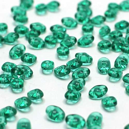 10g Czech glass Rulla beads emerald — two-hole beads for jewelry making and bead weaving