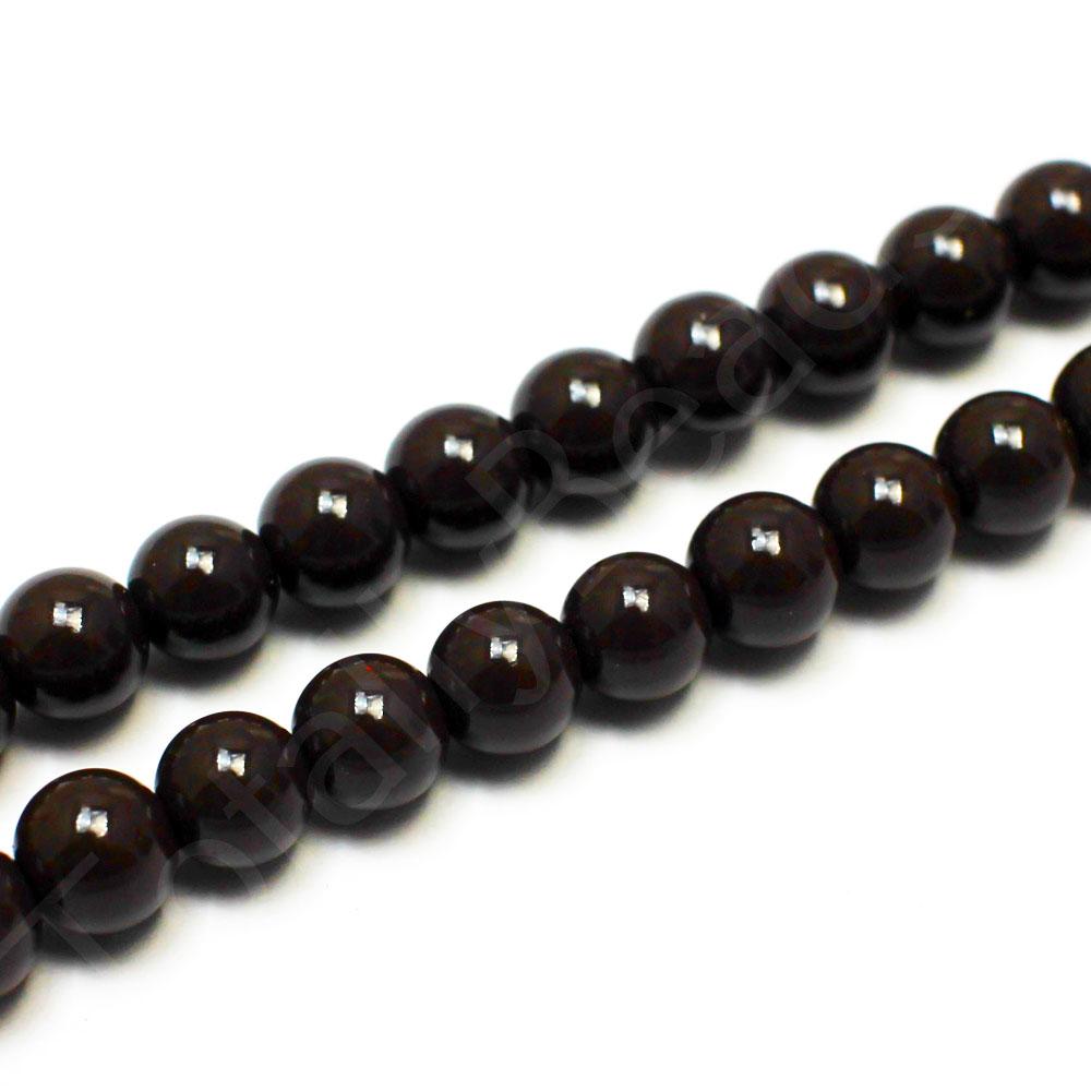 Opaque Glass Round Beads 8mm - Dark Brown