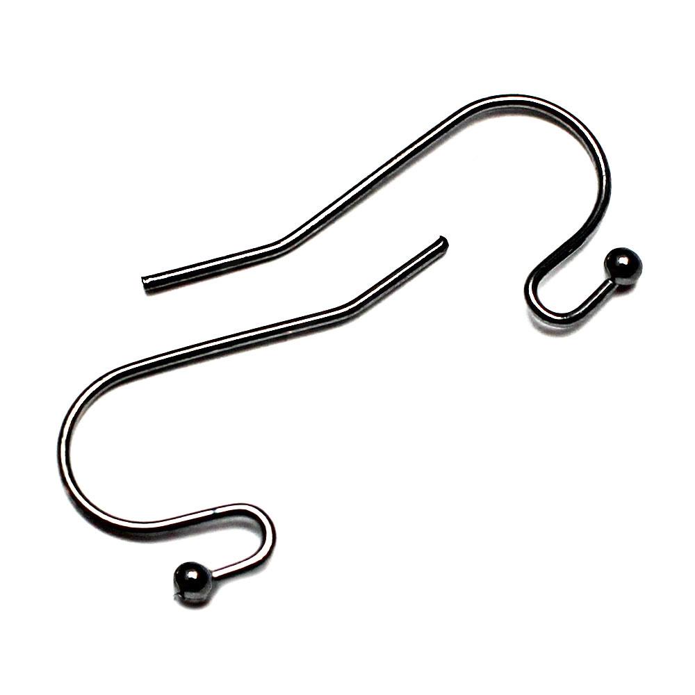 Ear Wire Ball - Black Plated