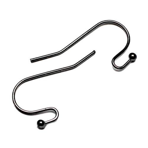 Ear Wire Ball - Black Plated 20 Pairs