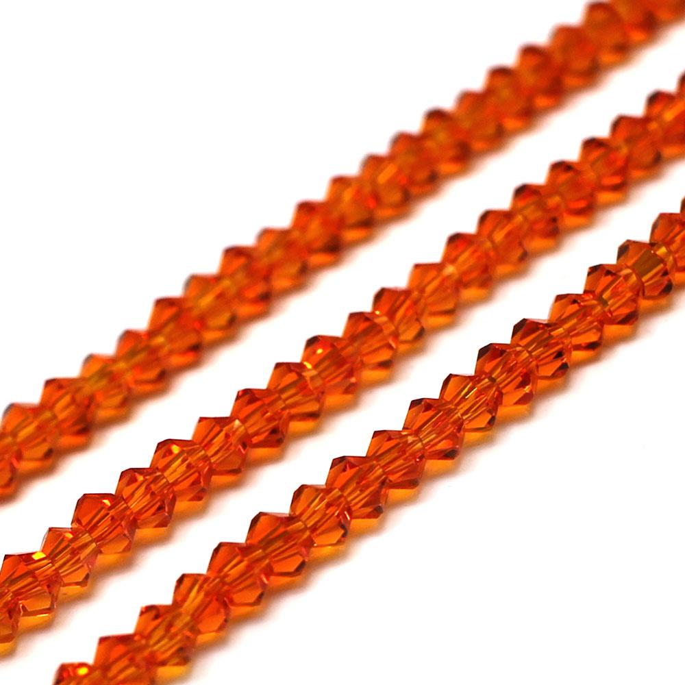 Premium Crystal 3mm Bicone Beads - Dark Orange