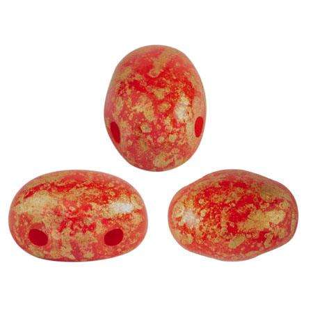 Samos Puca Beads 10g - Opq Coral Red Splash