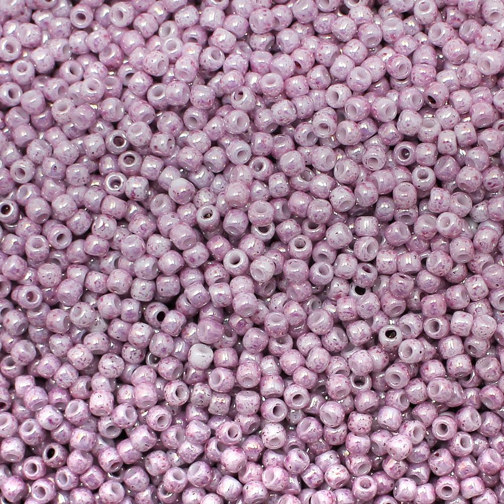 Toho Size 11 Seed Beads 10g - Marbled Opaque White Pink