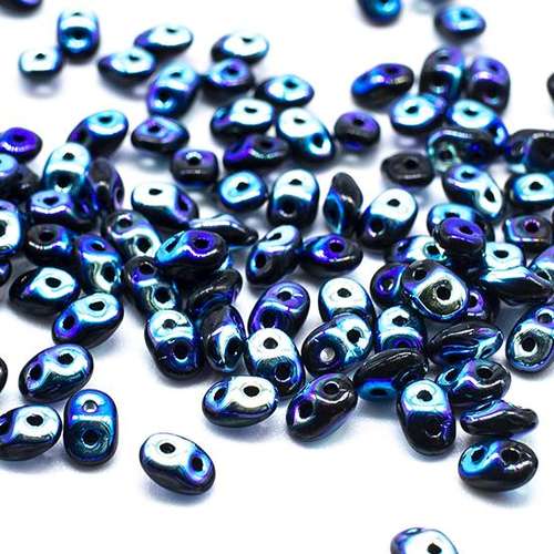 10g Czech glass Rulla beads jet full ab — two-hole beads for jewelry making and bead weaving