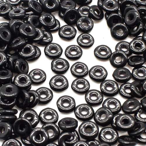 4mm Czech glass glass beads ring 4mm 5g 180pcs - jet black — pack of 5, high-quality two-hole beads ideal for jewelry making, bead weavin…