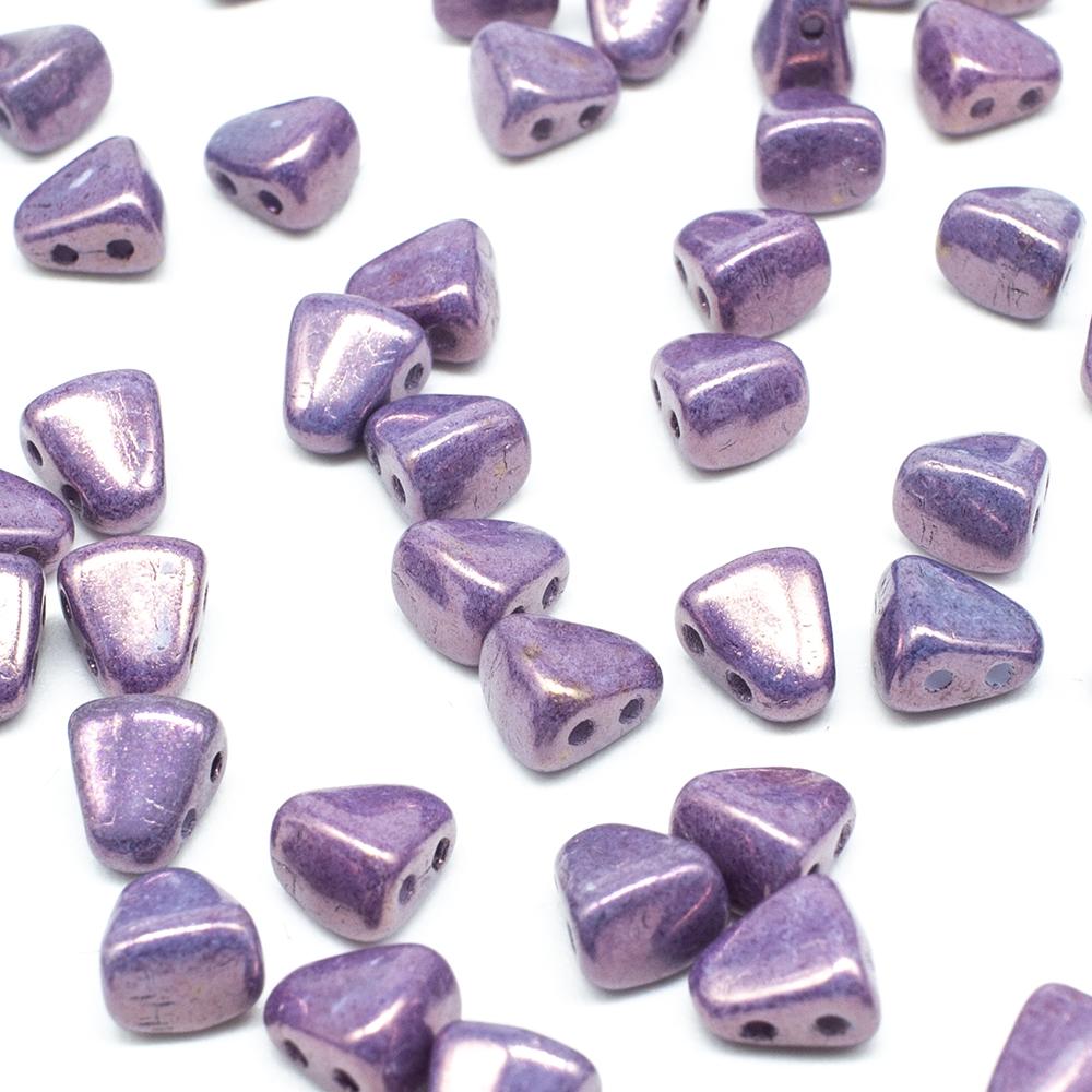 NIB-BIT Czech Glass Beads 30pcs - Luster Metallic Amethyst Chalk