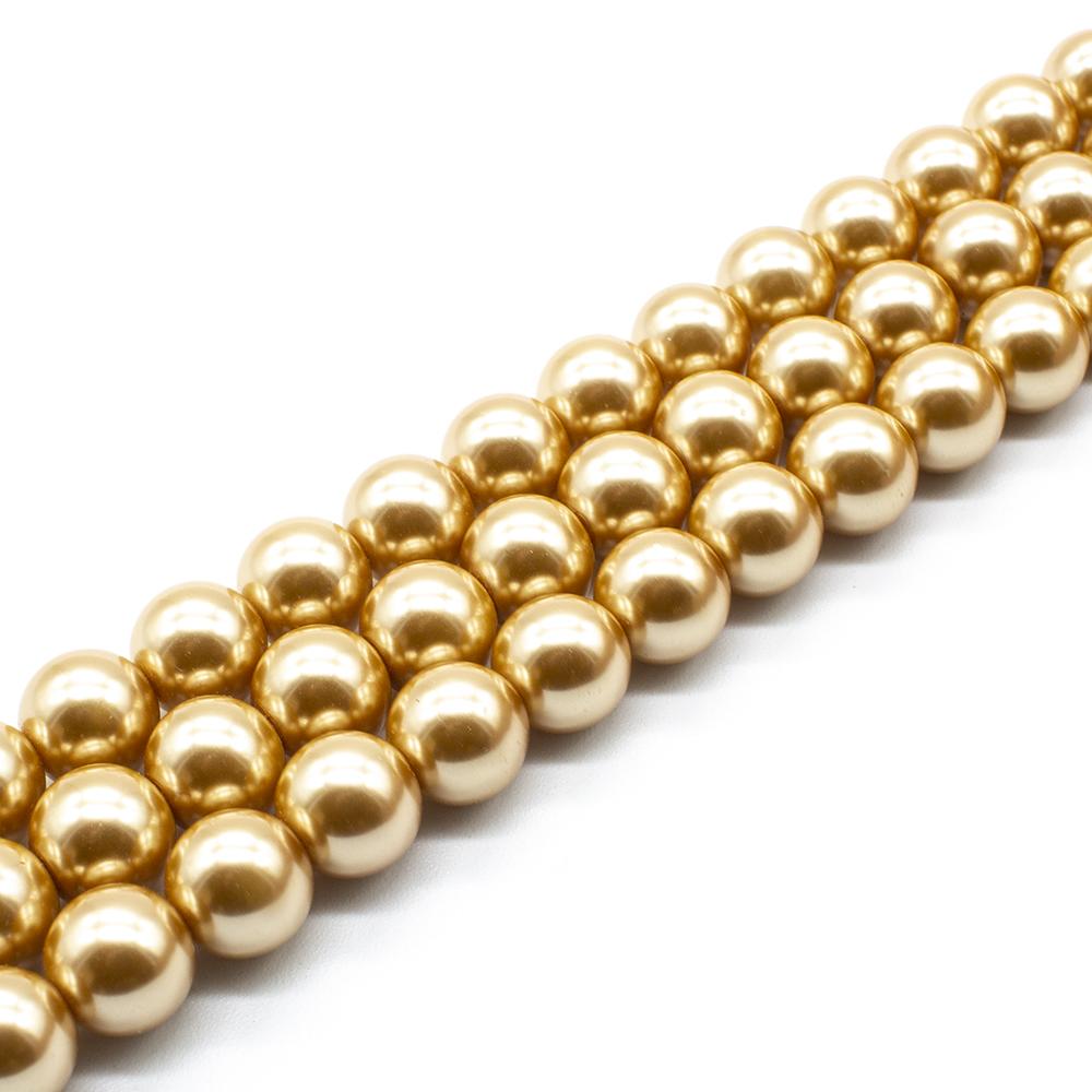 Glass Pearl Round Beads 10mm - Gold