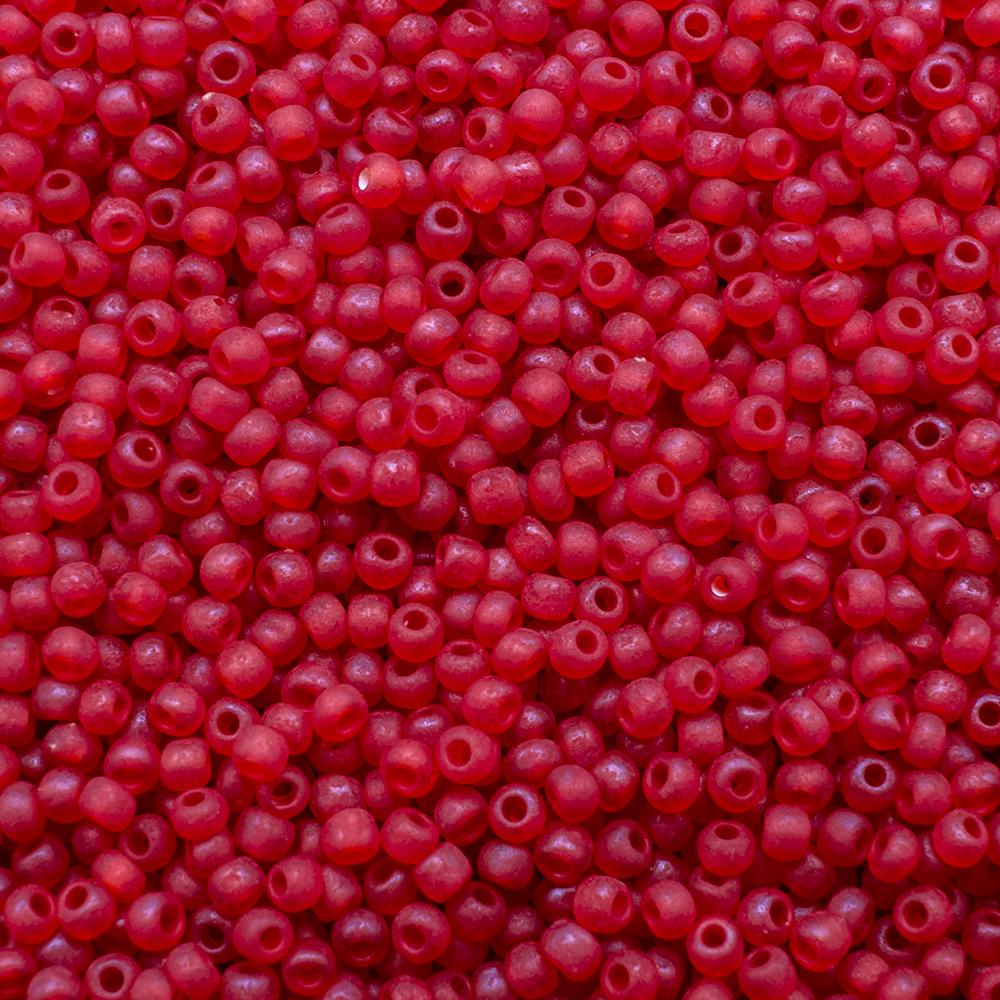 FGB Seed Beads Size 12 Frosted Cherry Red - 50g