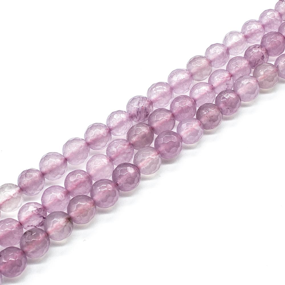 Dyed Jade 8mm Faceted Round Beads 15" string - Rose Quartz Colour