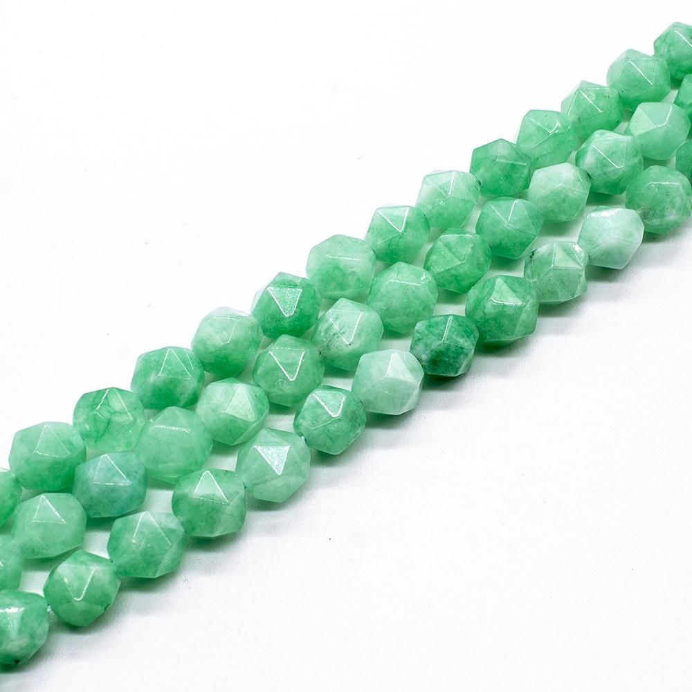 Dyed Jade Facet Nugget Beads 15" string - Green