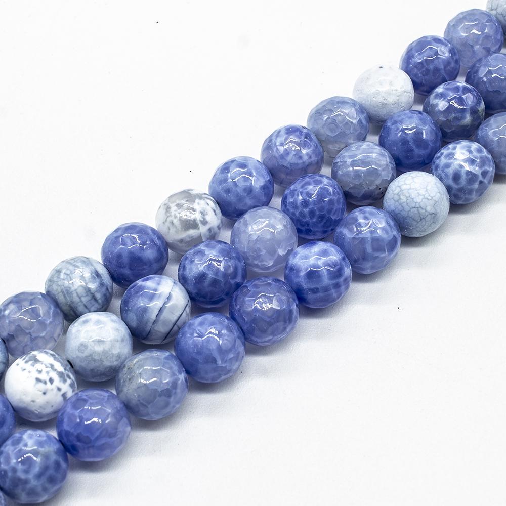 Fire Agate Faceted Round 10mm - Blue 15" Strand