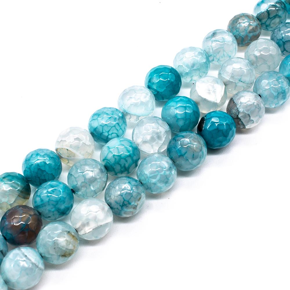 Fire Agate Faceted Round 10mm - Turquoise 15" Strand