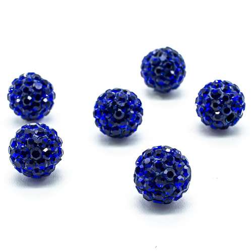 Shamballa Bead 10mm Round - Royal Blue 1pc