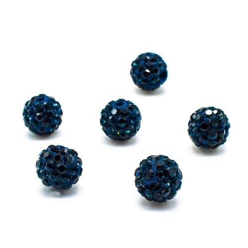 Shamballa Bead 8mm Round - Dark Turquoise 1pc