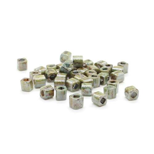 Toho Cubes 4mm 10g - Hybrid Opaque Luster Transparent Green