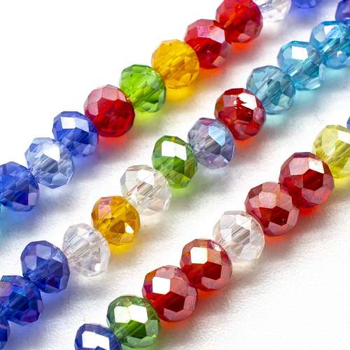6mm crystal beads mixed string, pack of 100 — faceted for jewelry making and beadwork