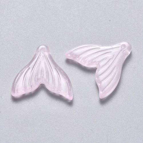 Mermaid Tail 19mm glass Pink Silver 8pcs