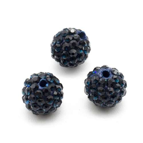 Shamballa Bead 10mm Round - Dark Turquoise 1pc