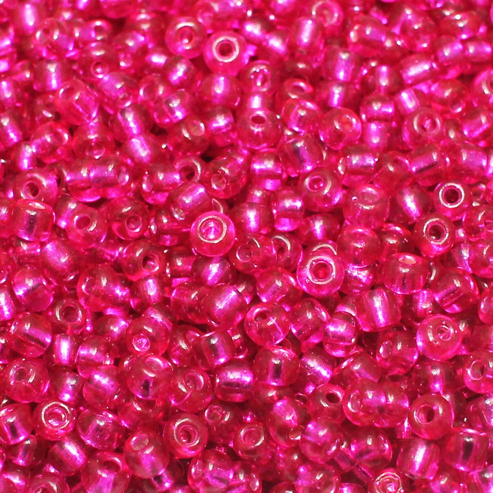 FGB Seed Beads Size 6 Silver Lined Magenta - 50g