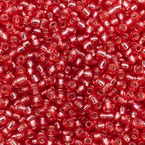 size 8 FGB glass seed beads silver lined sweet pink — 50g pack, ideal for bead weaving, embroidery, and jewelry making