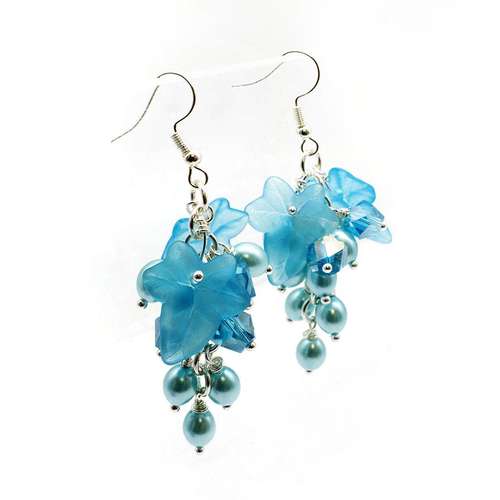 Summer Vine Earrings Aqua make 20 pairs earring making kit — DIY set with beads and instructions for creating handmade jewelry