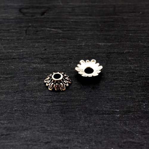 Tibetan Style Antique Silver Flower Bead Cap - 8mm 40pcs