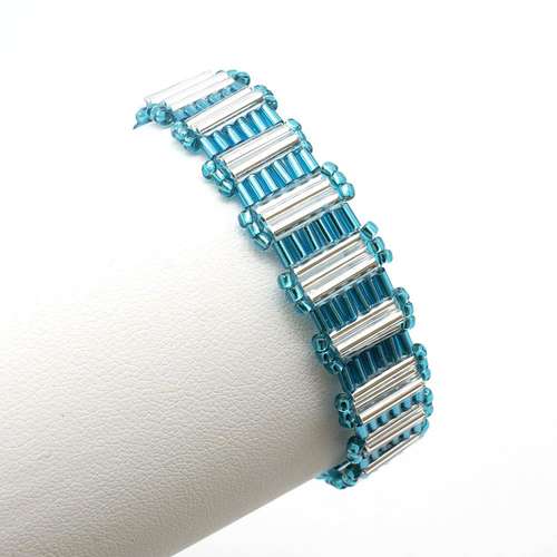 Brenda's Bugle Bracelet Aqua Crystal Makes 3 bracelet making kit — DIY set with beads and instructions for creating handmade jewelry