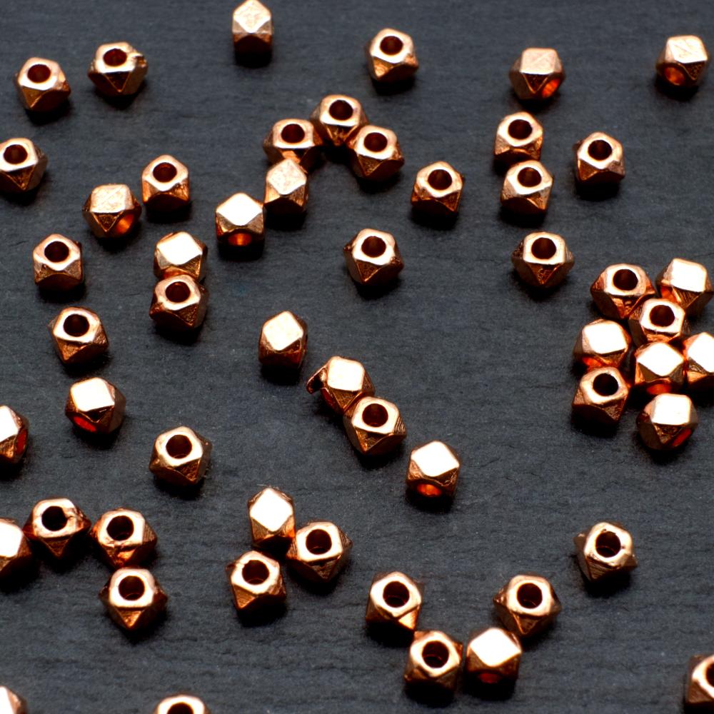 Spacer Bead Facet Cubes 3mm 25pcs - Copper Rose Gold