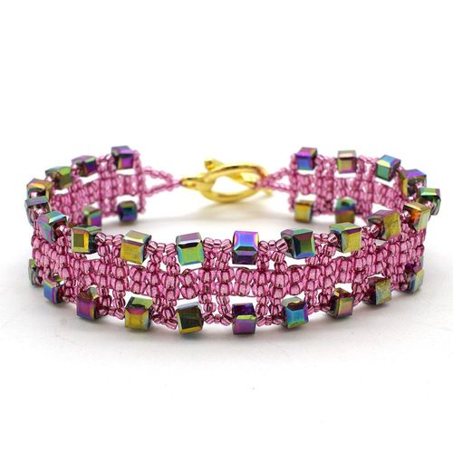 Brenda's Cube Bracelet Kit Makes 2 rainbow bracelet making kit — DIY set with beads and instructions for creating handmade jewelry