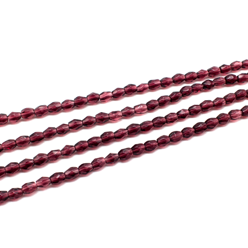 Glass Facet Barrel 5x4mm - Dark Amethyst