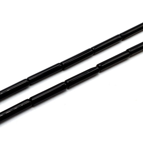Glass Beads Long Tube 30x6mm - Black