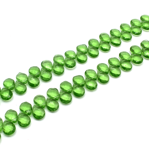 Glass Facet Flat Drop 12x9mm - Green