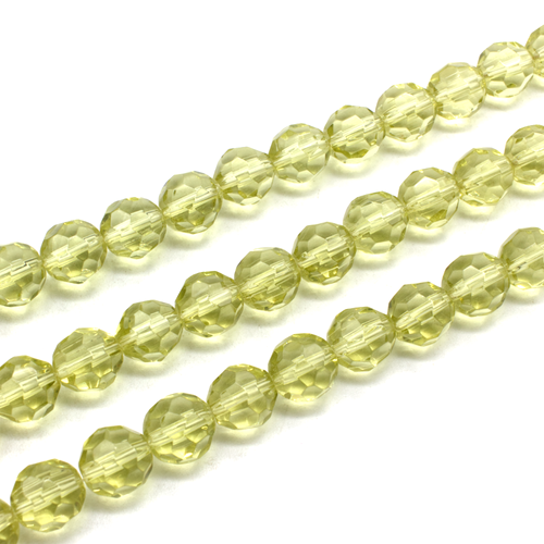Glass facet round 11mm - Lt Olive
