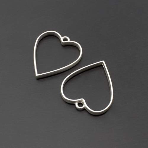 Pendant Frame Heart Shape 34mm - Matt Silver