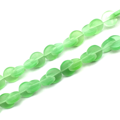 Cats Eye Pacman Beads - Light Green 12mm 46pcs