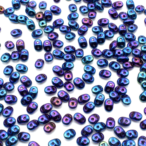 10g Czech glass Rulla beads iris blue — two-hole beads for jewelry making and bead weaving