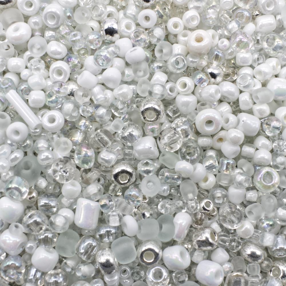 Seed Beads Mixes  White  Clear 100g
