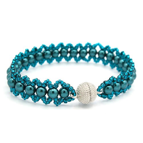 Jasmine Bracelet Makes 4 turquoise teal bracelet making kit — DIY set with beads and instructions for creating handmade jewelry