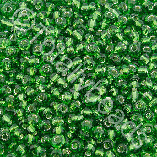 Seed Beads Silver Lined  Green - Size 8 100g