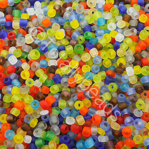 Seed Beads Transparent Frosted  Mixed - Size 11 100g