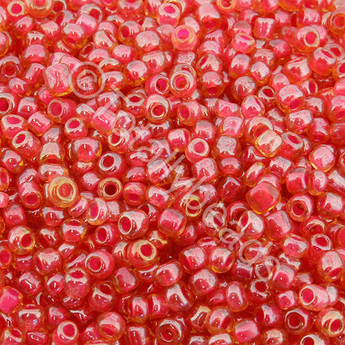 Seed Beads Colour Lined  Pink  Yellow - Size 8 100g