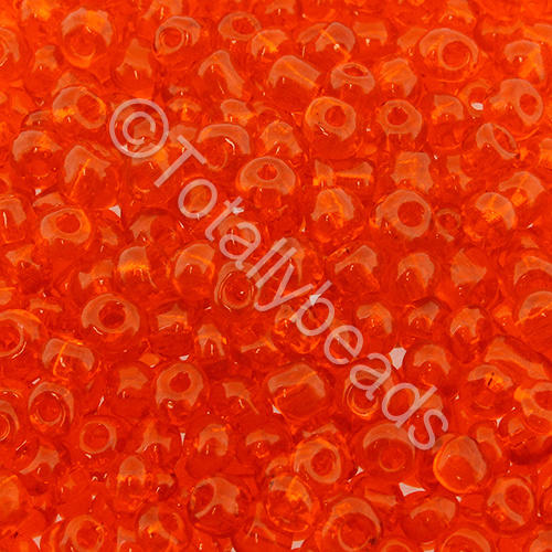 Seed Beads Transparent  Orange - Size 6 100g