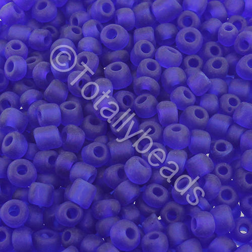Seed Beads Transparent Frosted  Dark Blue - Size 6 100g