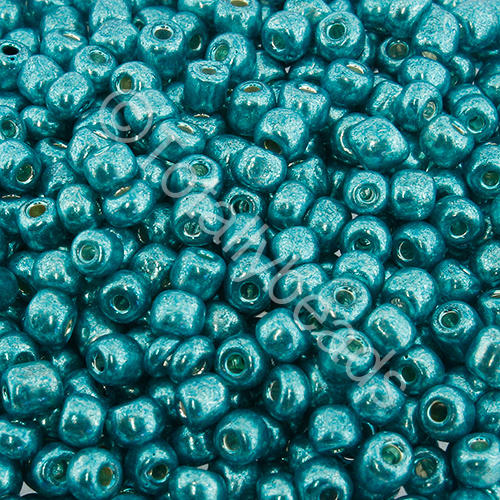 Seed Beads Metallic  Turquoise Green- Size 6 100g