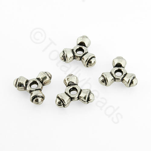 Antique Silver Bead - 3 Point Spacer 15pcs