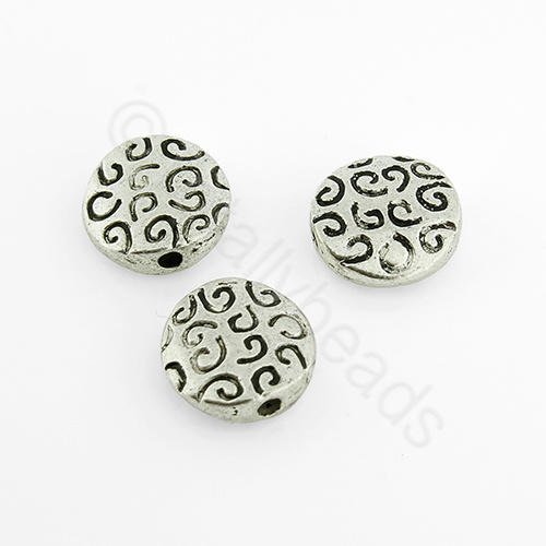 Antique Silver Bead - Squiggle Disc 10mm 5pcs
