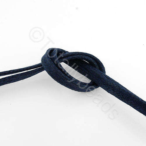 1 metre Wax Cotton Flat Cord 5mm - Navy Blue 1 metre