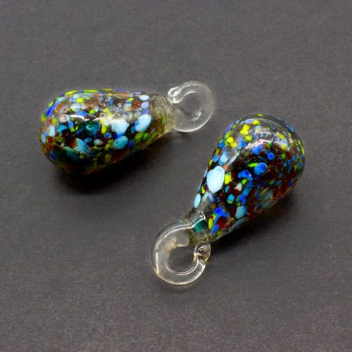 Peacock Lampwork Teardrop Pendant 1pc