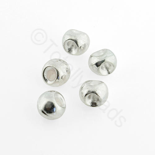 Silver Metal Bead Round Drop 6mm 25pcs